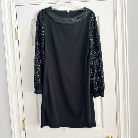 Tory Burch Sequin Sleeve  Black Dress Sheath MEDIUM Designer Cocktail Party - Picture 14 of 16